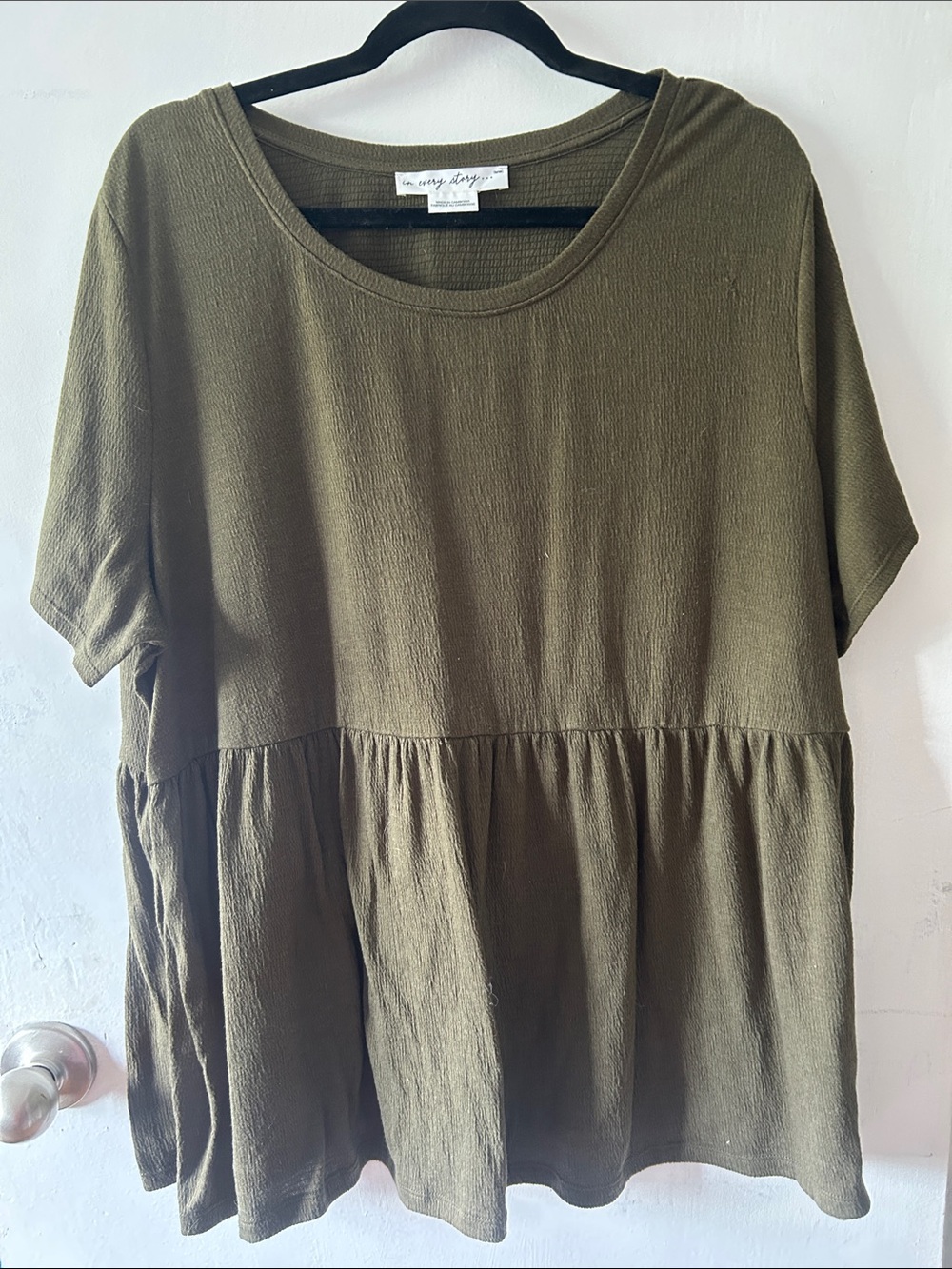 Olive Green Peplum Tunic Top